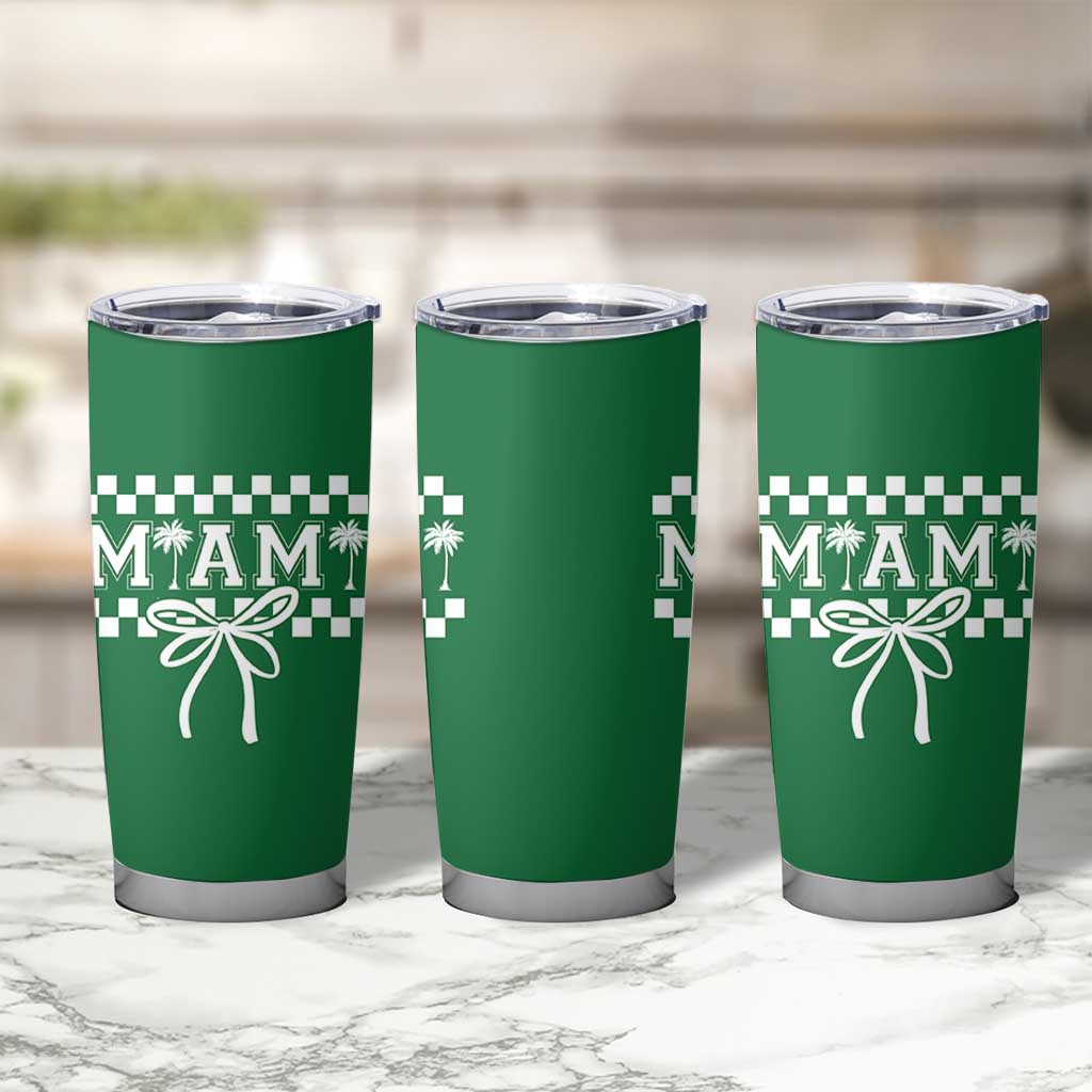 Preppy Miami Bow Aesthetic Tumbler Cup Cute Checkered Palm Tree College Girl