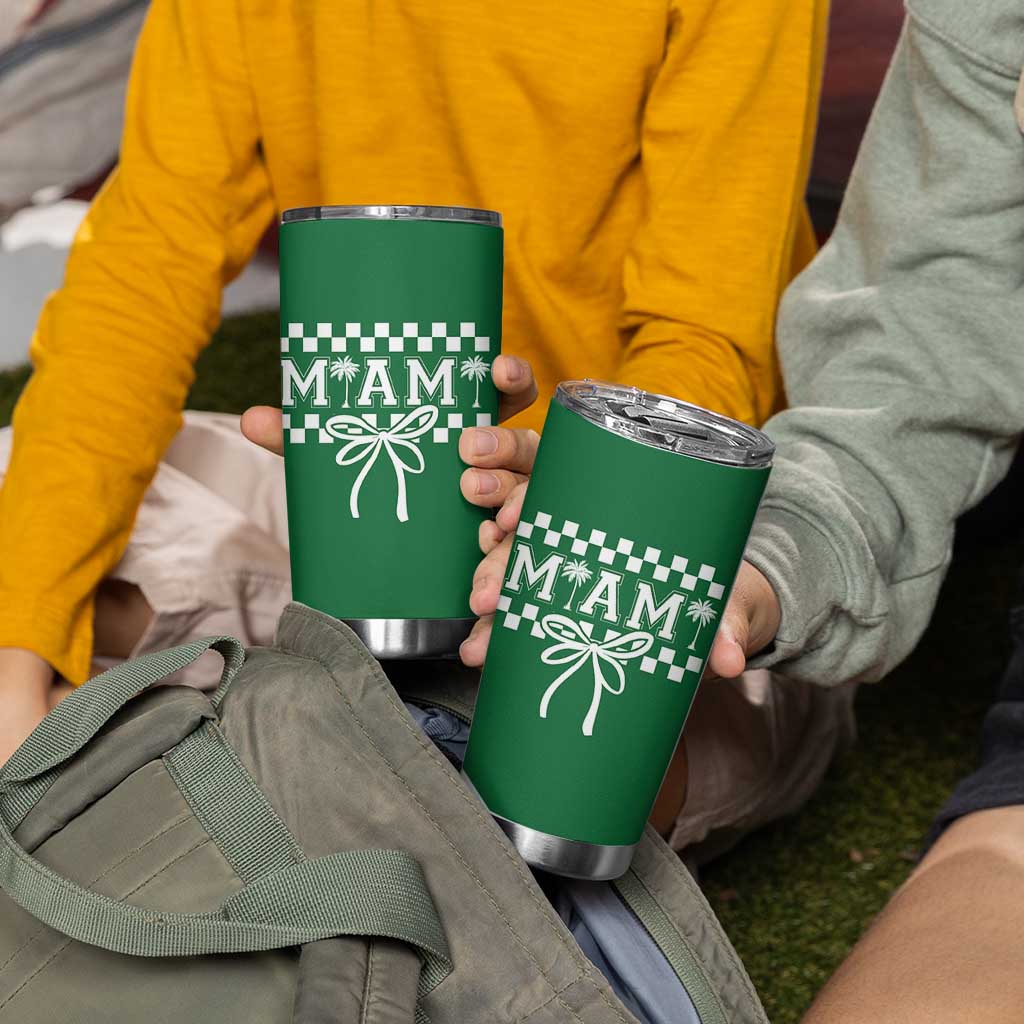 Preppy Miami Bow Aesthetic Tumbler Cup Cute Checkered Palm Tree College Girl