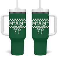 Preppy Miami Bow Aesthetic Tumbler With Handle Cute Checkered Palm Tree College Girl