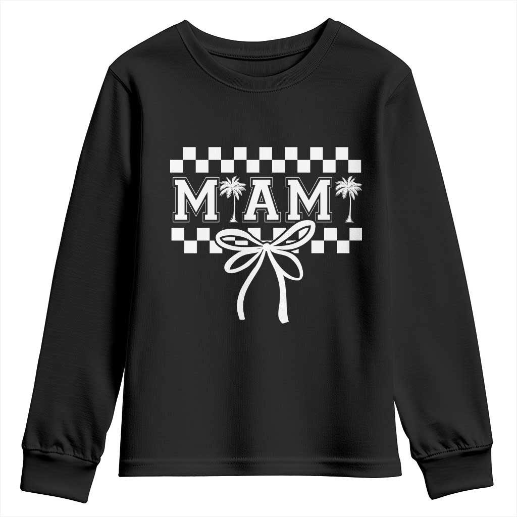 Preppy Miami Bow Aesthetic Youth Sweatshirt Cute Checkered Palm Tree College Girl