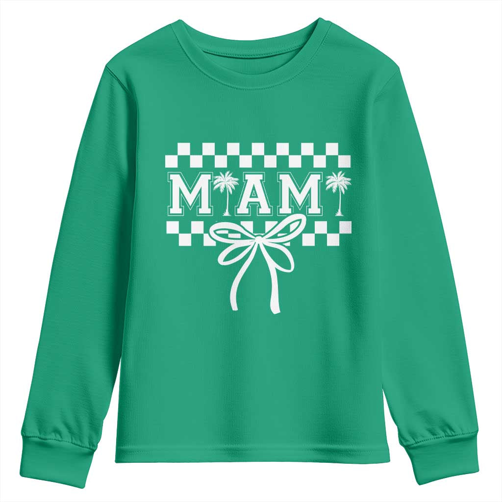 Preppy Miami Bow Aesthetic Youth Sweatshirt Cute Checkered Palm Tree College Girl