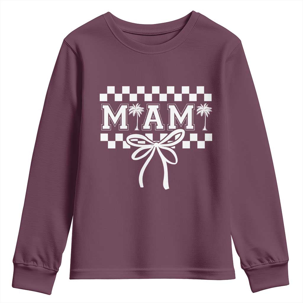 Preppy Miami Bow Aesthetic Youth Sweatshirt Cute Checkered Palm Tree College Girl
