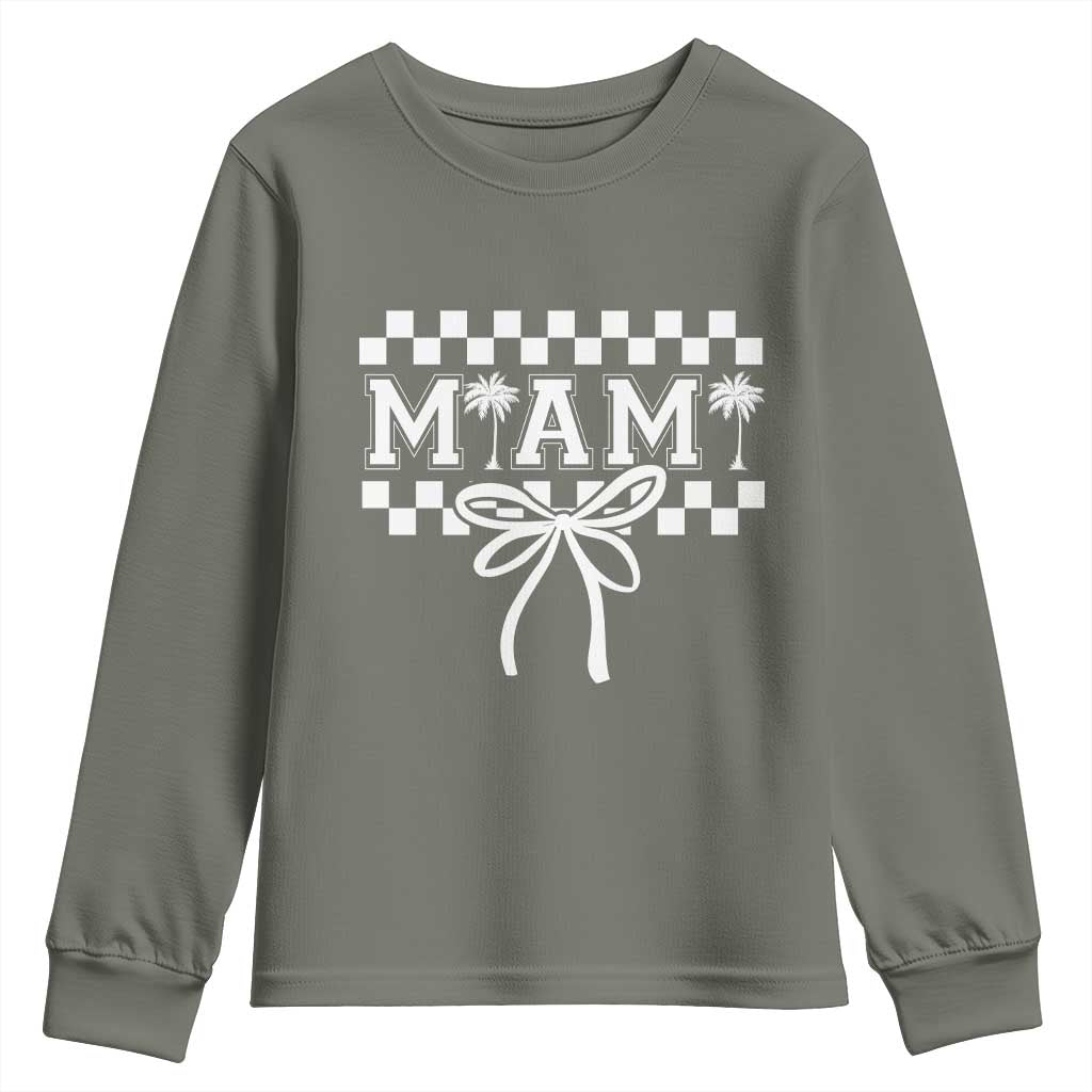 Preppy Miami Bow Aesthetic Youth Sweatshirt Cute Checkered Palm Tree College Girl