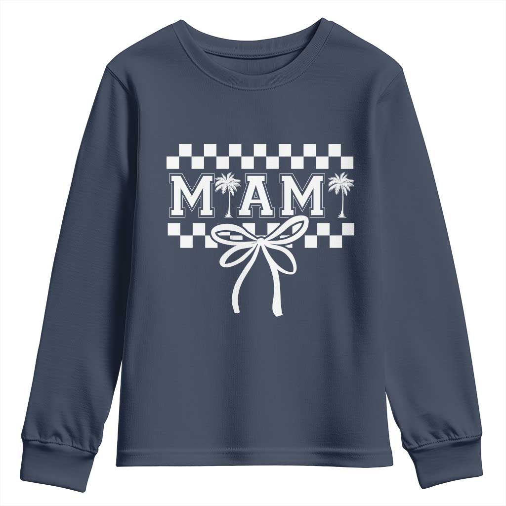 Preppy Miami Bow Aesthetic Youth Sweatshirt Cute Checkered Palm Tree College Girl