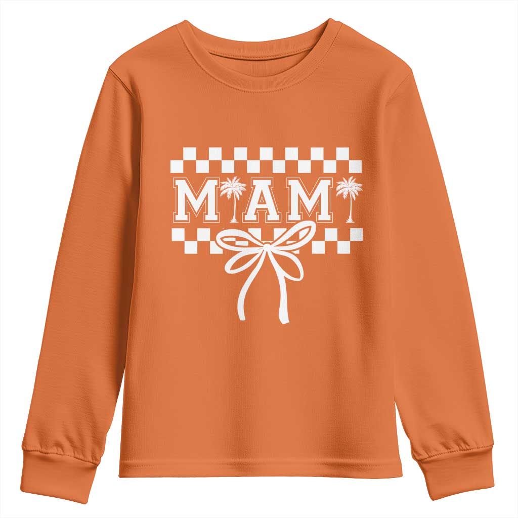 Preppy Miami Bow Aesthetic Youth Sweatshirt Cute Checkered Palm Tree College Girl