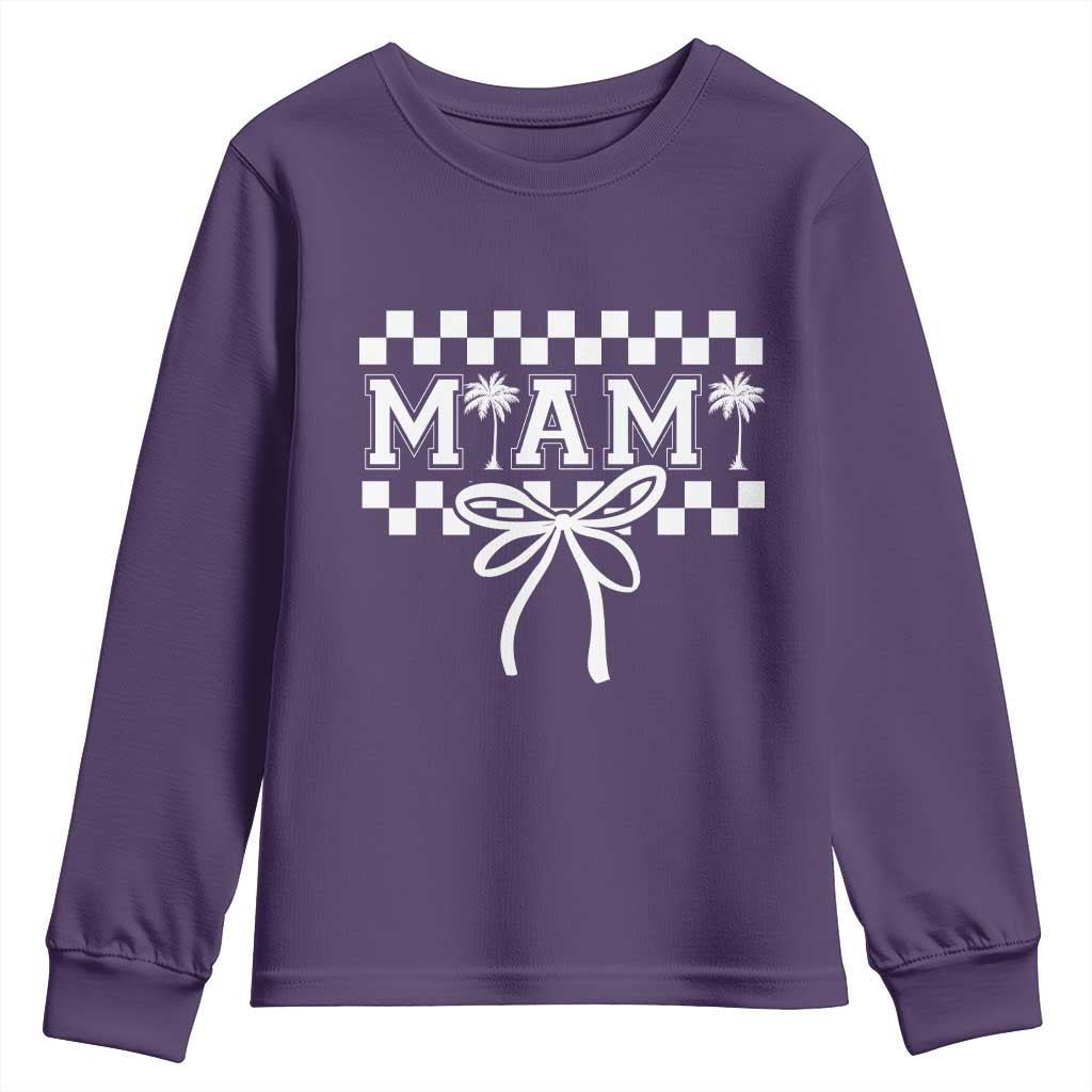 Preppy Miami Bow Aesthetic Youth Sweatshirt Cute Checkered Palm Tree College Girl