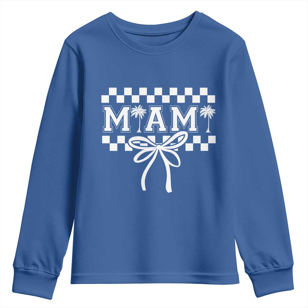 Preppy Miami Bow Aesthetic Youth Sweatshirt Cute Checkered Palm Tree College Girl