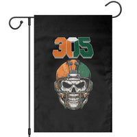 305 Football Warrior Skull Garden Flag Orange and Green Miami Vibes