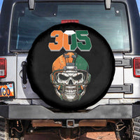 305 Football Warrior Skull Spare Tire Cover Orange and Green Miami Vibes