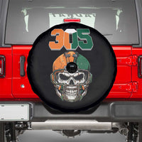 305 Football Warrior Skull Spare Tire Cover Orange and Green Miami Vibes