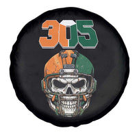 305 Football Warrior Skull Spare Tire Cover Orange and Green Miami Vibes