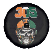 305 Football Warrior Skull Spare Tire Cover Orange and Green Miami Vibes