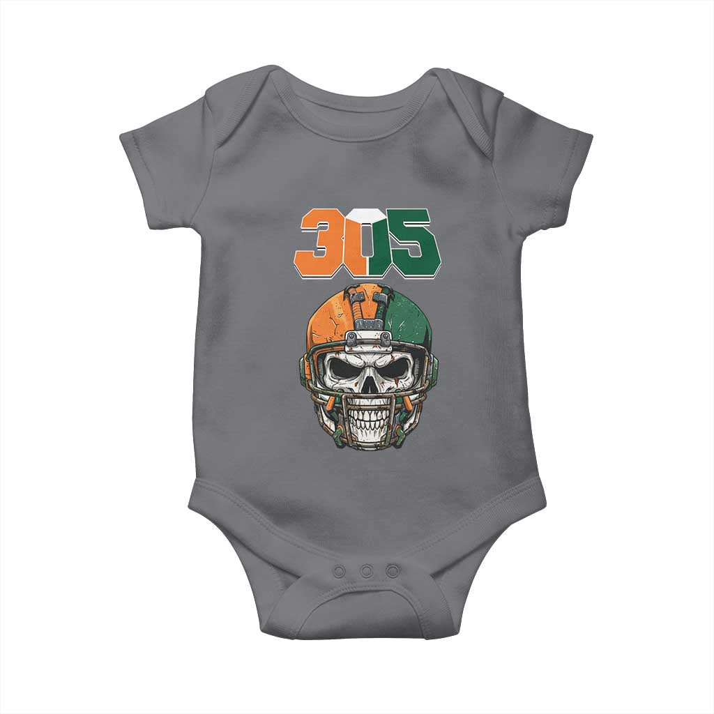 305 Football Warrior Skull Baby Onesie Orange and Green Miami Vibes