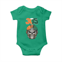 305 Football Warrior Skull Baby Onesie Orange and Green Miami Vibes