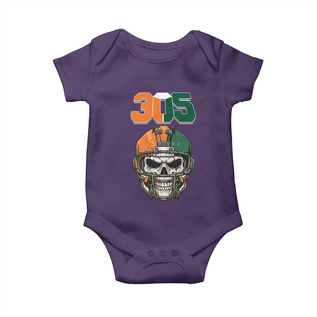 305 Football Warrior Skull Baby Onesie Orange and Green Miami Vibes