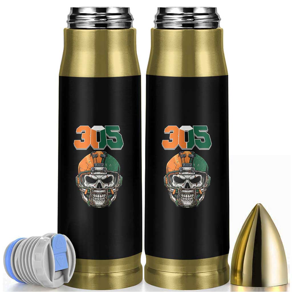 305 Football Warrior Skull Bullet Tumbler Orange and Green Miami Vibes