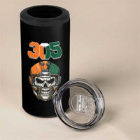 305 Football Warrior Skull 4 in 1 Can Cooler Tumbler Orange and Green Miami Vibes