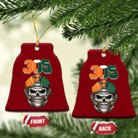 305 Football Warrior Skull Ceramic Ornament Orange and Green Miami Vibes