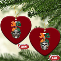 305 Football Warrior Skull Ceramic Ornament Orange and Green Miami Vibes