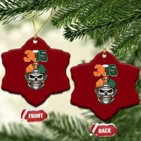305 Football Warrior Skull Ceramic Ornament Orange and Green Miami Vibes