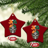 305 Football Warrior Skull Ceramic Ornament Orange and Green Miami Vibes