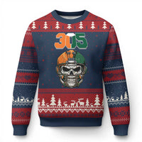 305 Football Warrior Skull Ugly Christmas Sweater Orange and Green Miami Vibes