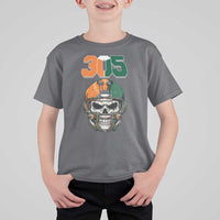 305 Football Warrior Skull T Shirt For Kid Orange and Green Miami Vibes