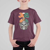 305 Football Warrior Skull T Shirt For Kid Orange and Green Miami Vibes