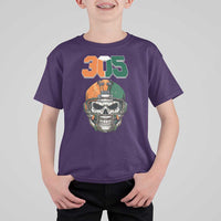 305 Football Warrior Skull T Shirt For Kid Orange and Green Miami Vibes