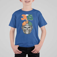 305 Football Warrior Skull T Shirt For Kid Orange and Green Miami Vibes