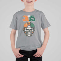 305 Football Warrior Skull T Shirt For Kid Orange and Green Miami Vibes