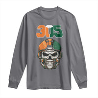 305 Football Warrior Skull Long Sleeve Shirt Orange and Green Miami Vibes