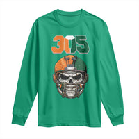 305 Football Warrior Skull Long Sleeve Shirt Orange and Green Miami Vibes