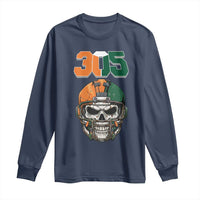 305 Football Warrior Skull Long Sleeve Shirt Orange and Green Miami Vibes