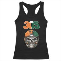 305 Football Warrior Skull Racerback Tank Top Orange and Green Miami Vibes