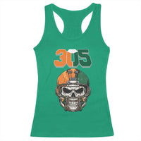 305 Football Warrior Skull Racerback Tank Top Orange and Green Miami Vibes
