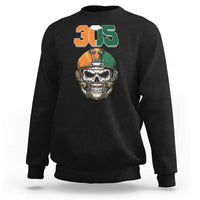 305 Football Warrior Skull Sweatshirt Orange and Green Miami Vibes