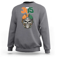 305 Football Warrior Skull Sweatshirt Orange and Green Miami Vibes