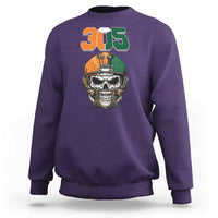 305 Football Warrior Skull Sweatshirt Orange and Green Miami Vibes