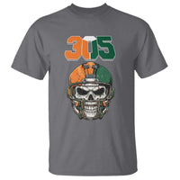 305 Football Warrior Skull T Shirt Orange and Green Miami Vibes