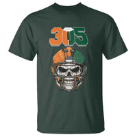 305 Football Warrior Skull T Shirt Orange and Green Miami Vibes