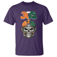 305 Football Warrior Skull T Shirt Orange and Green Miami Vibes