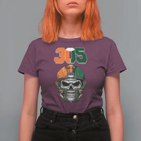 305 Football Warrior Skull T Shirt For Women Orange and Green Miami Vibes
