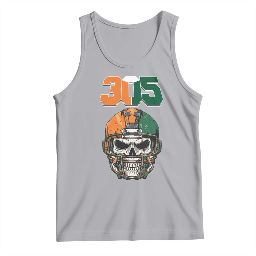 305 Football Warrior Skull Tank Top Orange and Green Miami Vibes