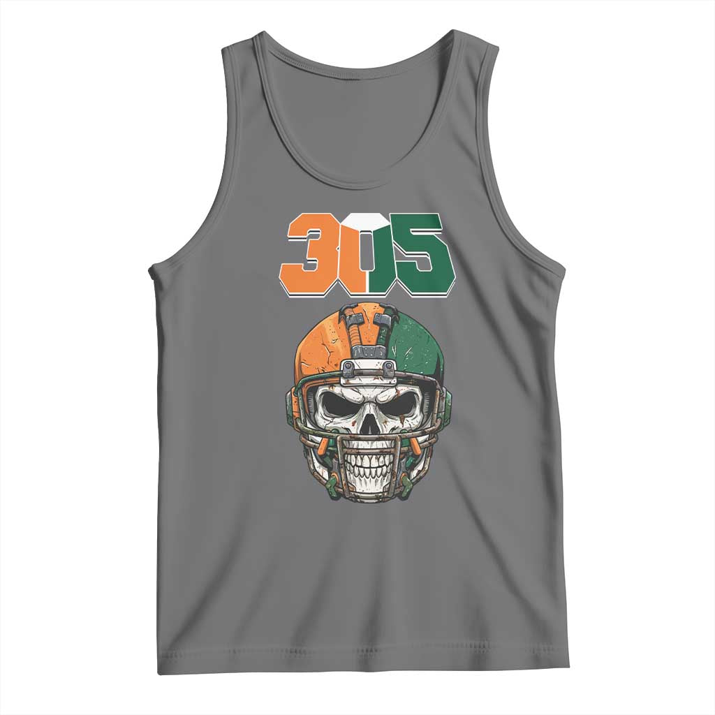 305 Football Warrior Skull Tank Top Orange and Green Miami Vibes