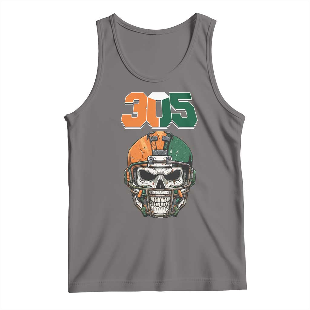 305 Football Warrior Skull Tank Top Orange and Green Miami Vibes