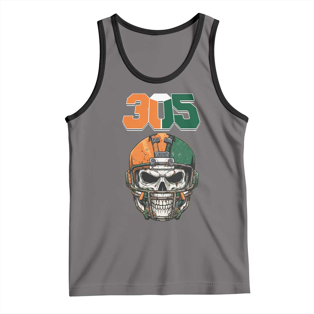 305 Football Warrior Skull Tank Top Orange and Green Miami Vibes