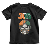 305 Football Warrior Skull Toddler T Shirt Orange and Green Miami Vibes