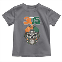 305 Football Warrior Skull Toddler T Shirt Orange and Green Miami Vibes
