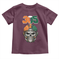 305 Football Warrior Skull Toddler T Shirt Orange and Green Miami Vibes